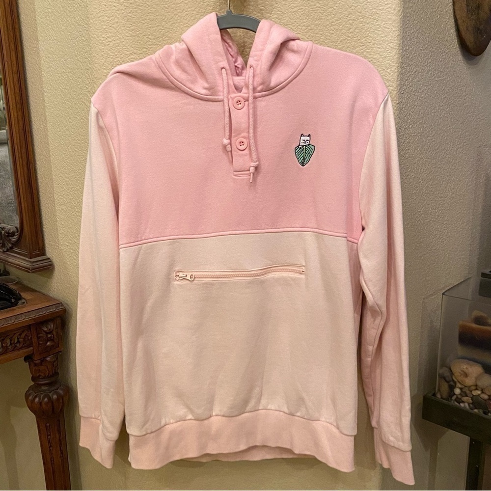 RIP N DIP Women 2-Tone Pink Hoodie Fleece Lined Sweatshirt Size Large